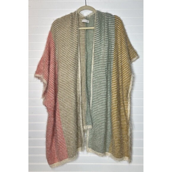 House of Harlow 1960 Pink and Green Color-Block Poncho Sweater Size L - Picture 2 of 14